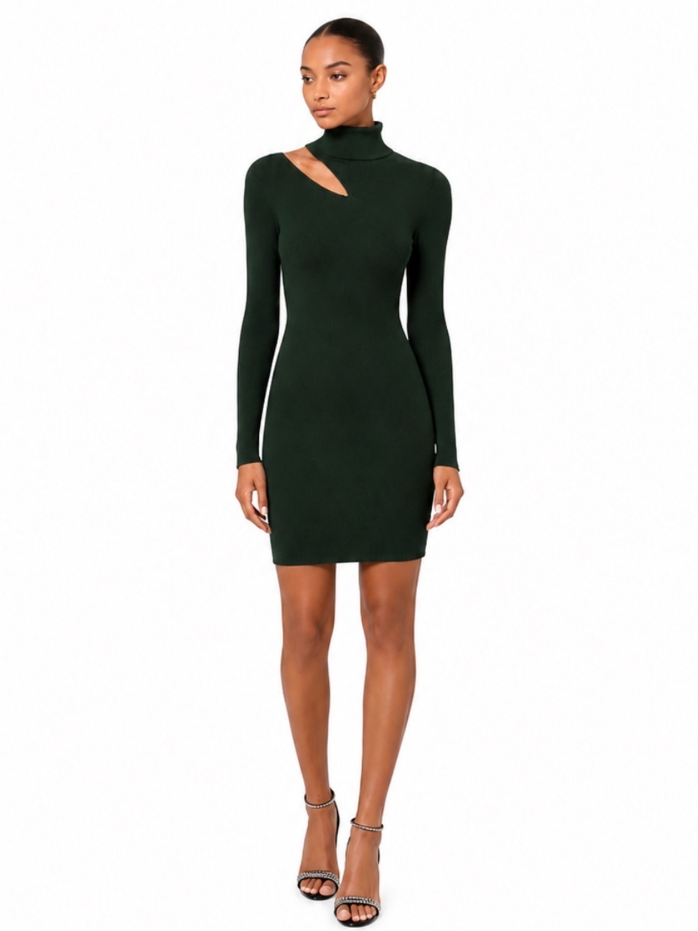 A.L.C. “West” Turtleneck Dress With Cut-Out Shoulder Dark Green Small NWOT!